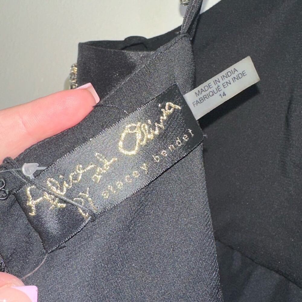 Alice + Olivia Athene Pearl Embellished Babydoll Mini Dress NWT Black 14 Plus - Picture 7 of 15